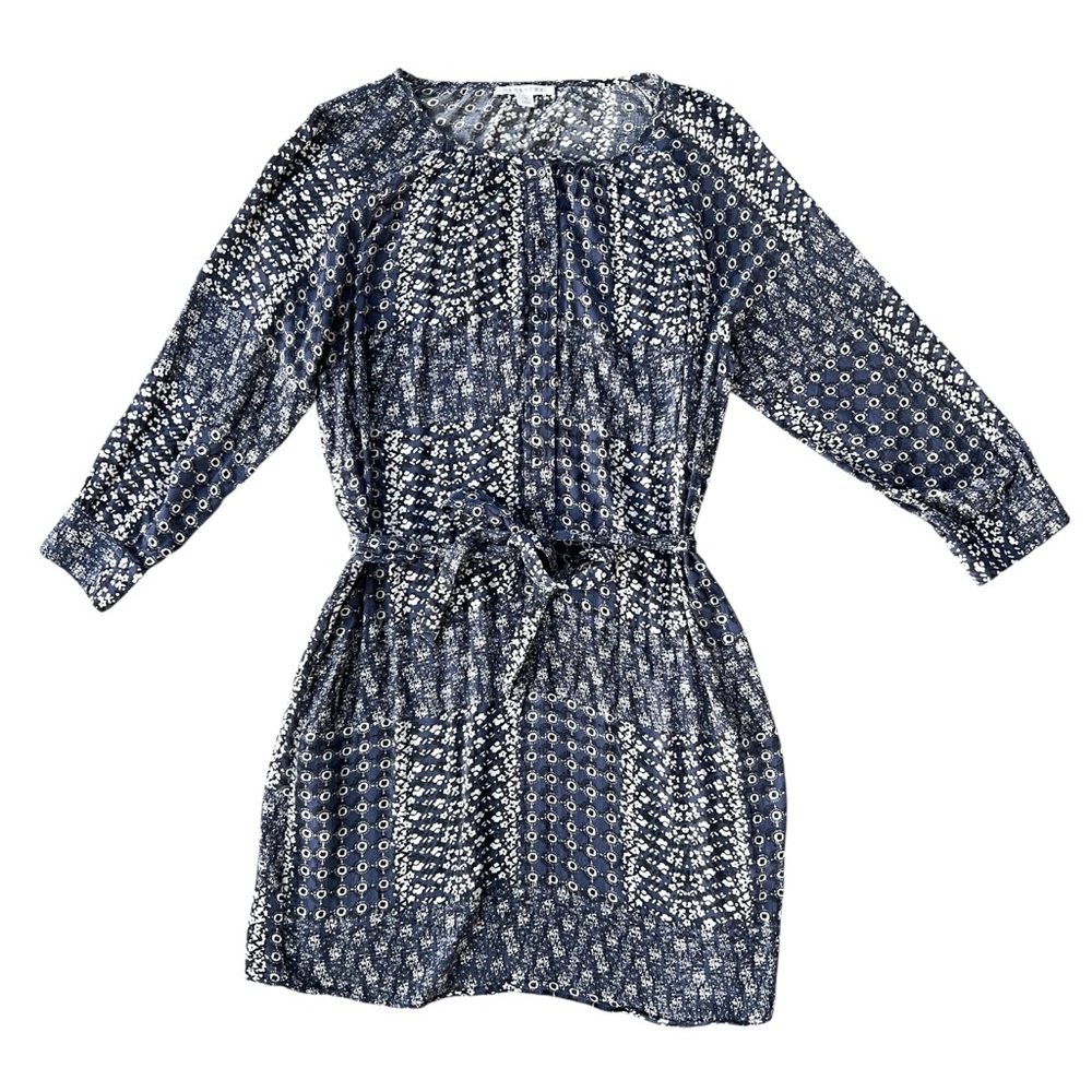 Trenery Patchwork Shift Dress M Midi Floral Boho Chic Hippy Coastal Cowgirl